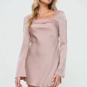 Princess Polly Long Sleeve Mini Dress Blush Pink